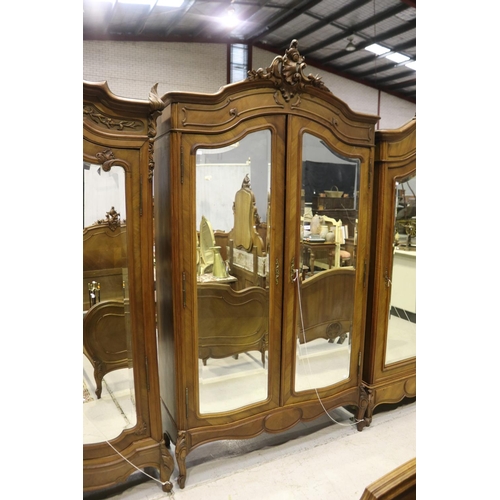 446 - French Louis XV style two door armoire, approx 248cm H x 134cm W x 54cm D