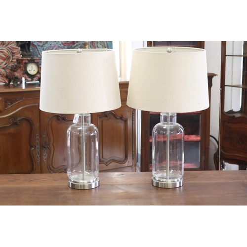 283 - Pair of modern as new glass base lamps, each approx 63cm H (2)