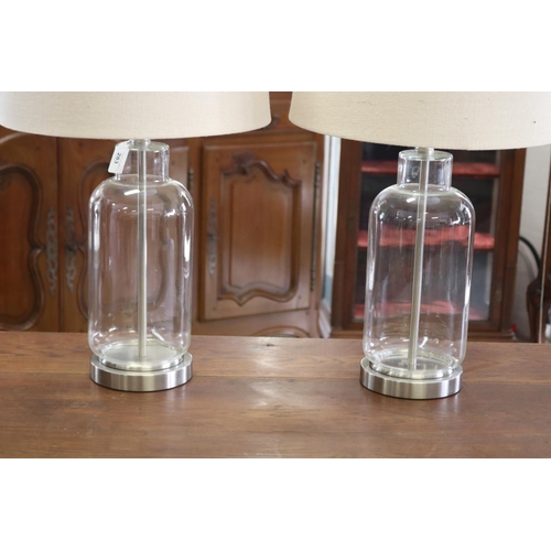 283 - Pair of modern as new glass base lamps, each approx 63cm H (2)