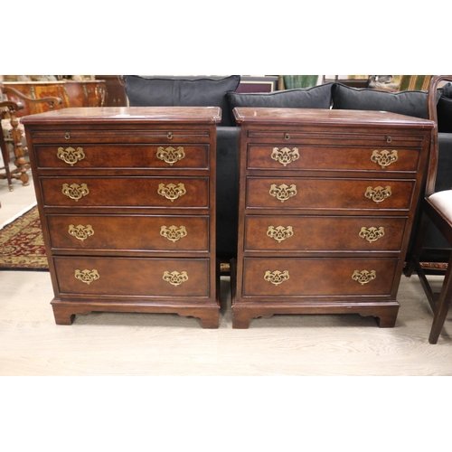 299 - Pair of quality Georgian style four drawer bedside cabinets, with brushing slides, each approx 75cm ... 