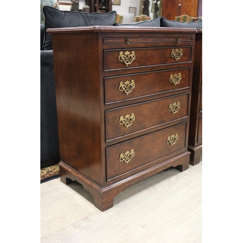 299 - Pair of quality Georgian style four drawer bedside cabinets, with brushing slides, each approx 75cm ... 