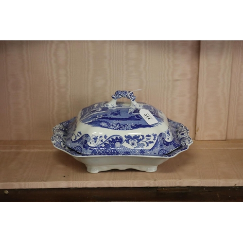 314 - Spode Italian pattern lidded tureen, approx 31cm W x 24cm D