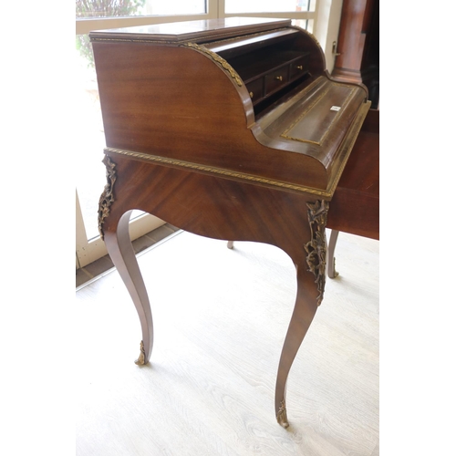 324 - Vintage French Louis XV style ladies writing desk, with a painted classical panel front. The drawer ... 