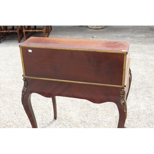 324 - Vintage French Louis XV style ladies writing desk, with a painted classical panel front. The drawer ... 