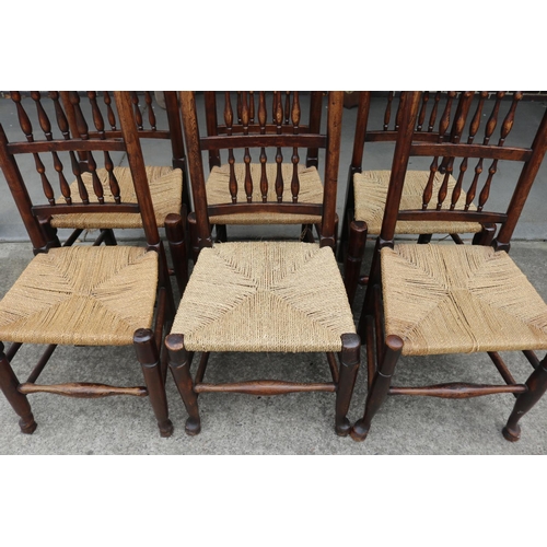 328 - Set of six antique English Lancashire spindle back country chairs, in ash and elm (6)