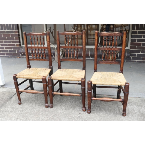 328 - Set of six antique English Lancashire spindle back country chairs, in ash and elm (6)