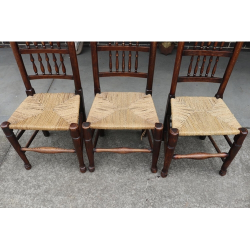 328 - Set of six antique English Lancashire spindle back country chairs, in ash and elm (6)