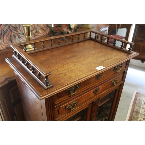 338 - Antique French walnut Henri II showcase/ parlor cabinet, approx 125cm H x 60cm W x 35cm D