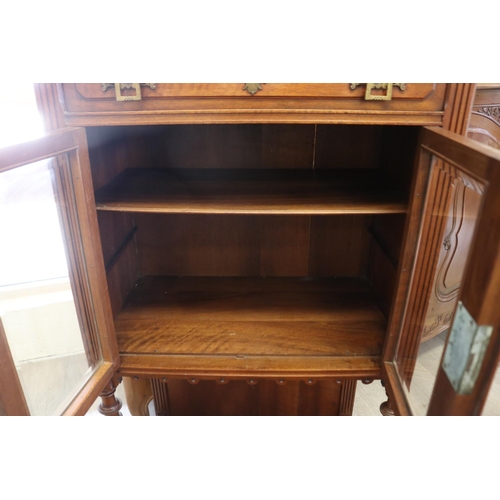 338 - Antique French walnut Henri II showcase/ parlor cabinet, approx 125cm H x 60cm W x 35cm D