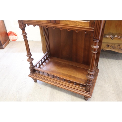 338 - Antique French walnut Henri II showcase/ parlor cabinet, approx 125cm H x 60cm W x 35cm D