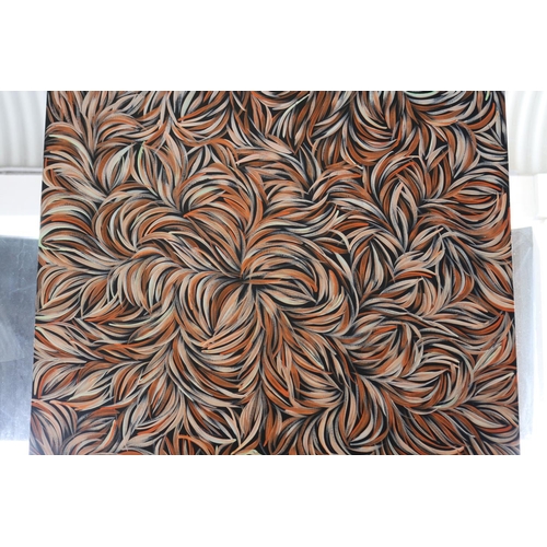 339 - Margaret Scobie (1945-.) Australia (Aboriginal) Bush Leaf medicine, oil on canvas, approx 153cm x 90... 