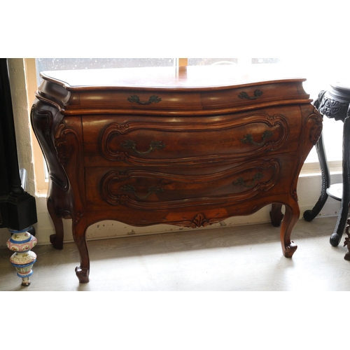 353 - Italian Louis XV style bombe commode, approx 86cm H x 125cm W x 50cm D