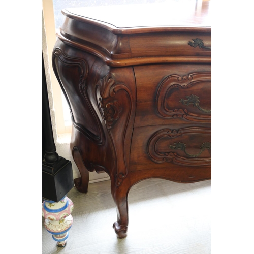 353 - Italian Louis XV style bombe commode, approx 86cm H x 125cm W x 50cm D