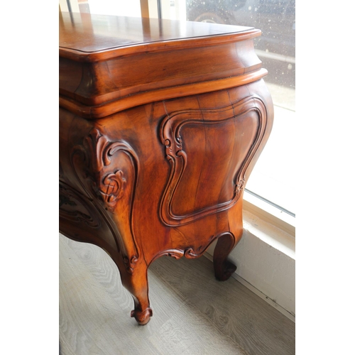 353 - Italian Louis XV style bombe commode, approx 86cm H x 125cm W x 50cm D