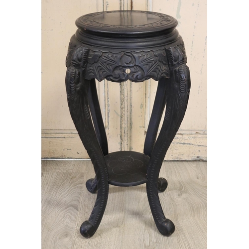 359 - Antique Japanese ebonized wood jardiniere stand, approx 76cm H