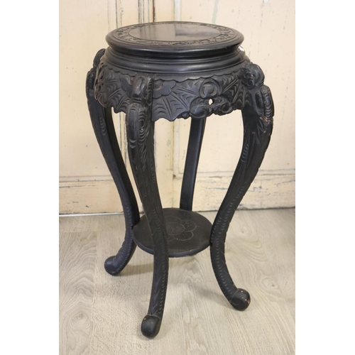 359 - Antique Japanese ebonized wood jardiniere stand, approx 76cm H