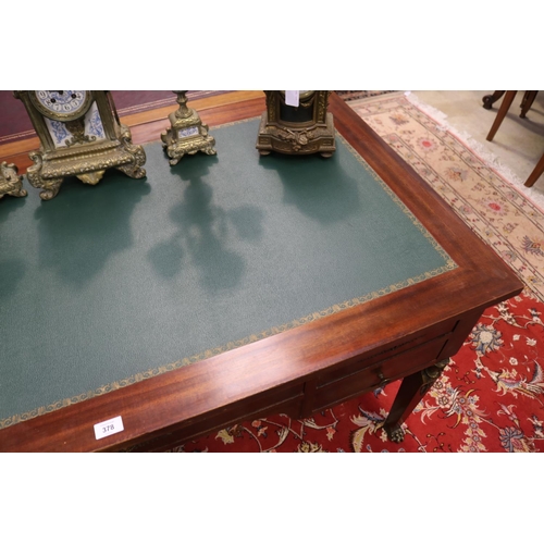 378 - French Empire style desk, with green leather writing surface, approx 76cm H x 140cm W x 75cm D