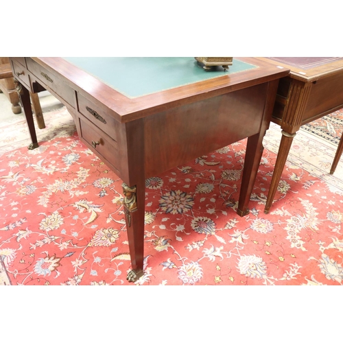 378 - French Empire style desk, with green leather writing surface, approx 76cm H x 140cm W x 75cm D