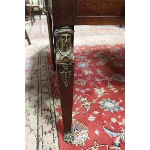 378 - French Empire style desk, with green leather writing surface, approx 76cm H x 140cm W x 75cm D