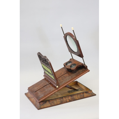 387 - Good example Antique Victorian walnut stereoscope viewer, approx 43cm H x 29cm W x 51cm D