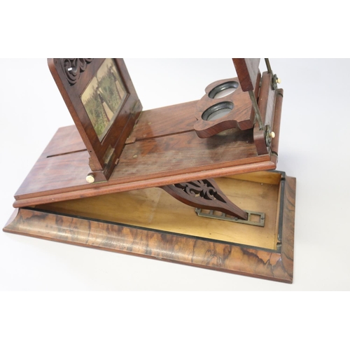 387 - Good example Antique Victorian walnut stereoscope viewer, approx 43cm H x 29cm W x 51cm D