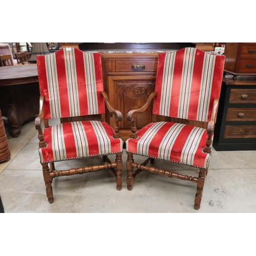 389 - Pair of French oak Louis XIII armchairs (2)