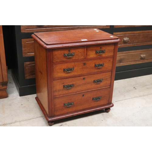 391 - Antique small scale / apprentice cedar chest of drawers, Tasmanian label to back, approx 60cm H x 53... 