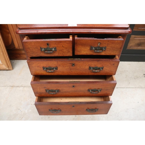 391 - Antique small scale / apprentice cedar chest of drawers, Tasmanian label to back, approx 60cm H x 53... 