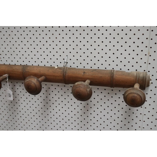 427 - Antique 19th century French long faux bamboo coat rack, approx 107cm W