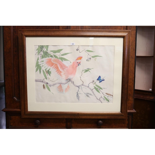 246 - Robin Hill (1932-.) Australia. Pink Cockatoo, watercolour, signed and dated lower right, 68. Also si... 