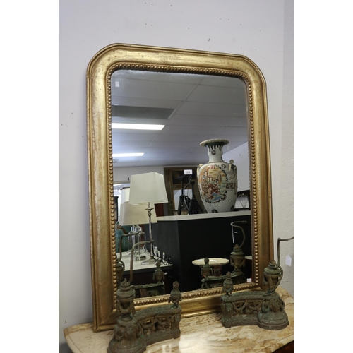 279 - Antique style gilt painted frame mirror, arched design, approx 129cm x 91cm