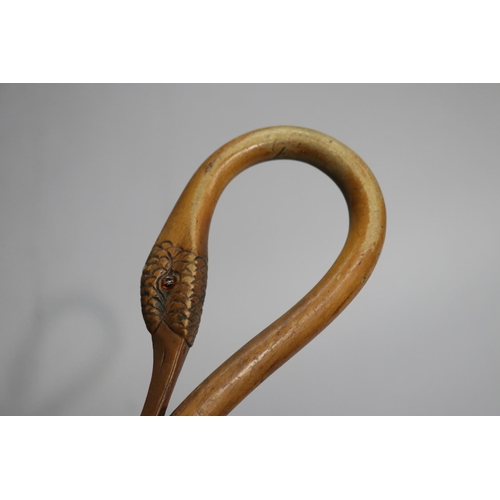 1 - Swan head walking stick, approx 82.5cm L