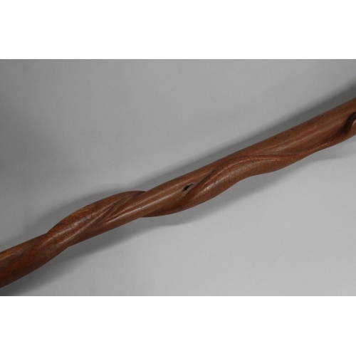18 - Snake and fist walking stick, approx 90cm L