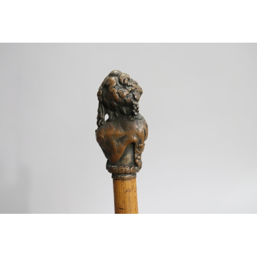 2 - Walking stick mounted with a cast bronze female term, approx 88cm L