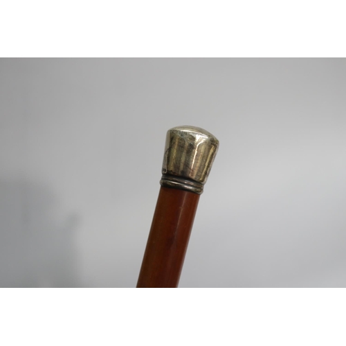 26 - Silver mounted walking stick, approx 90cm L