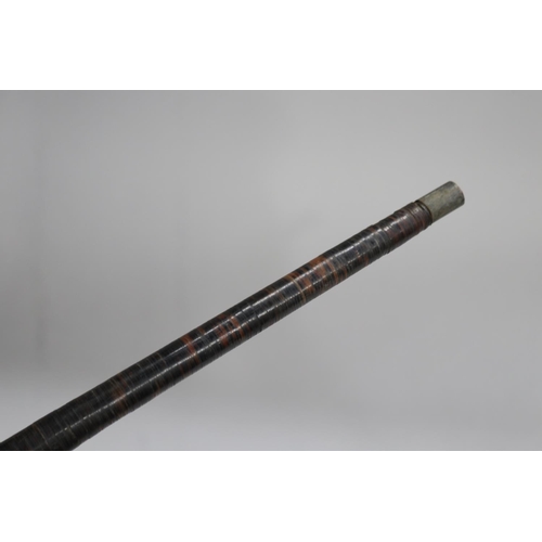 34 - Cut sectional tortoise shell walking stick, with H R M to top, approx 89cm L