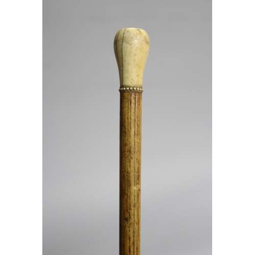 9 - Walking stick with ivory finial, approx 87cm L