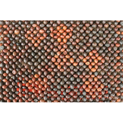 3008 - Liza Pultara, (Australian Aboriginal deceased) bead mat woven with human hair & beans, 1970s, Anmatj... 