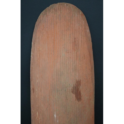 3018 - Bismark Pultara, (Australian Aboriginal deceased) Shield, bean tree, 1970s, Walpiri, approx 64cm L x... 