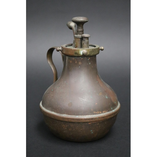 10 - Antique brass & copper oil pot atomizer, approx 17cm H
