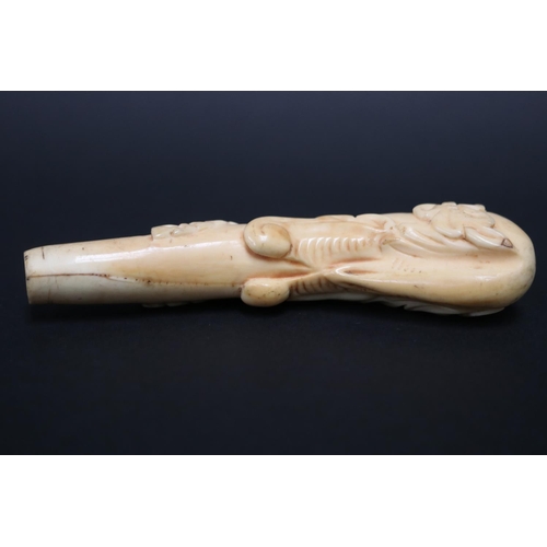 3 - Two well carved ivory handles, one carved with a sailors head, approx 13.5cm L & 12.5cm L (2)