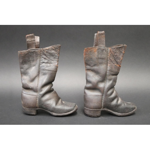 76 - Rare pair of antique 19th century child's leather boots, and gloves, along with early Rockdale Sydne... 