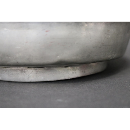 79 - Antique Japanese pewter circular box, with applied hardstone decoration to cover, approx 11cm H x 20... 