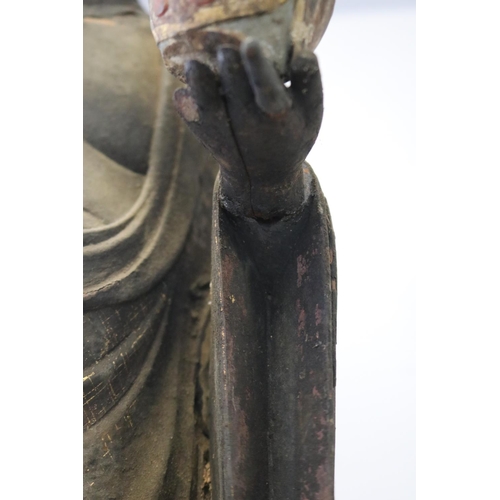 84 - Antique 12th century Japanese Jizo bodhisattva standing wood figure Buddha. Kamakura period (1185–13... 