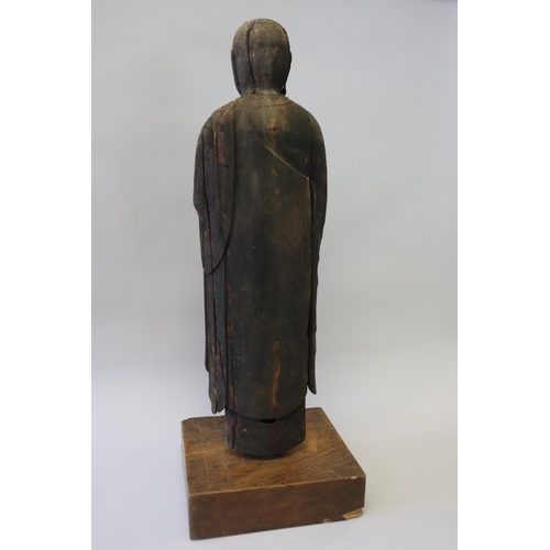 84 - Antique 12th century Japanese Jizo bodhisattva standing wood figure Buddha. Kamakura period (1185–13... 