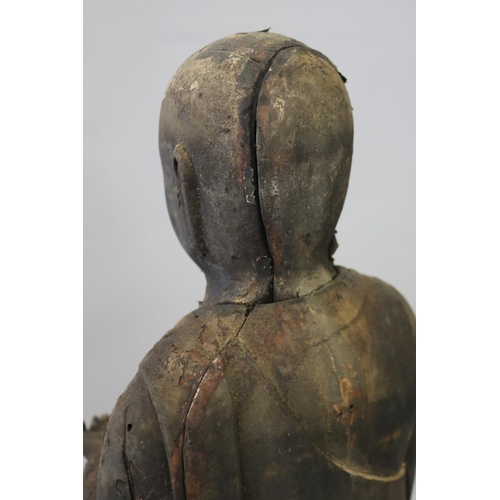 84 - Antique 12th century Japanese Jizo bodhisattva standing wood figure Buddha. Kamakura period (1185–13... 