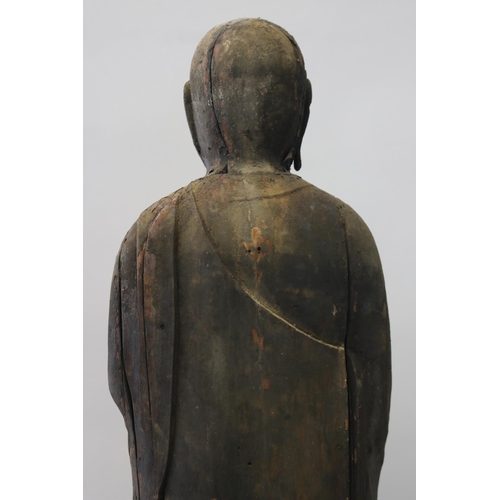 84 - Antique 12th century Japanese Jizo bodhisattva standing wood figure Buddha. Kamakura period (1185–13... 