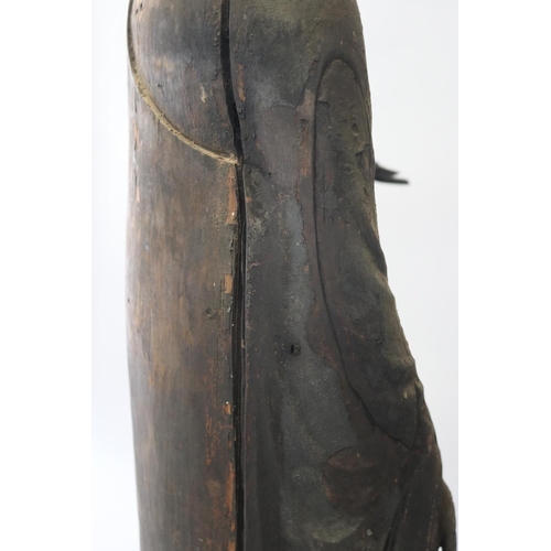 84 - Antique 12th century Japanese Jizo bodhisattva standing wood figure Buddha. Kamakura period (1185–13... 