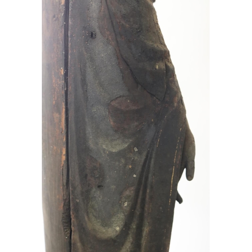 84 - Antique 12th century Japanese Jizo bodhisattva standing wood figure Buddha. Kamakura period (1185–13... 