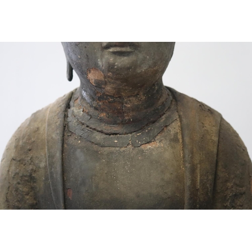 84 - Antique 12th century Japanese Jizo bodhisattva standing wood figure Buddha. Kamakura period (1185–13... 